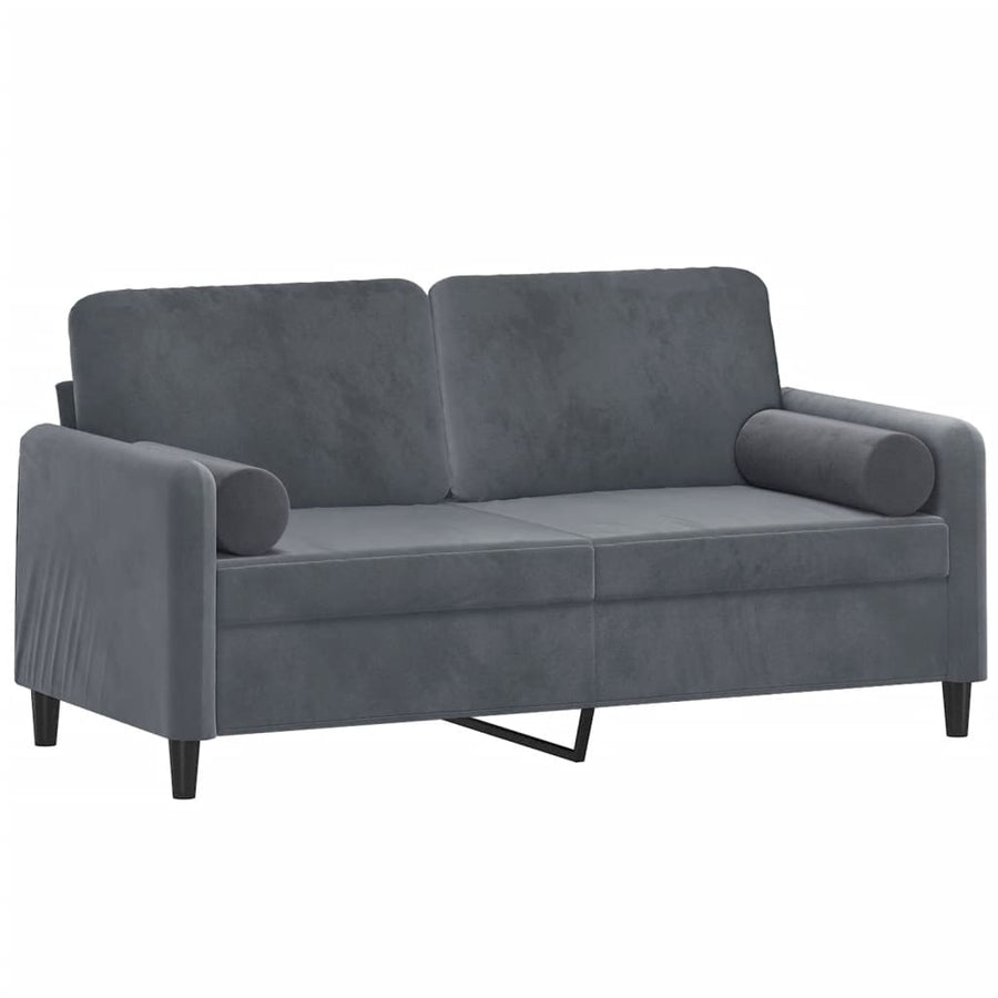 Tweezitsbank Met Sierkussens Fluweel 140 cm Donkergrijs