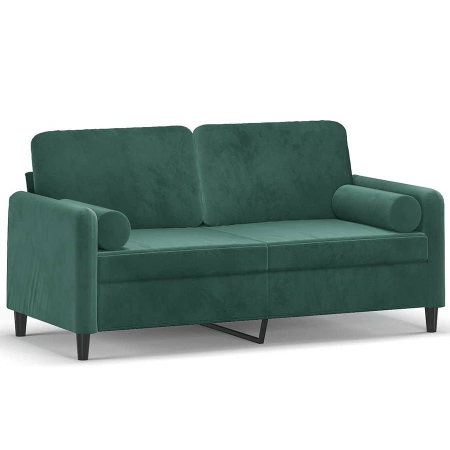 Tweezitsbank Met Sierkussens Fluweel 140 cm Donkergroen