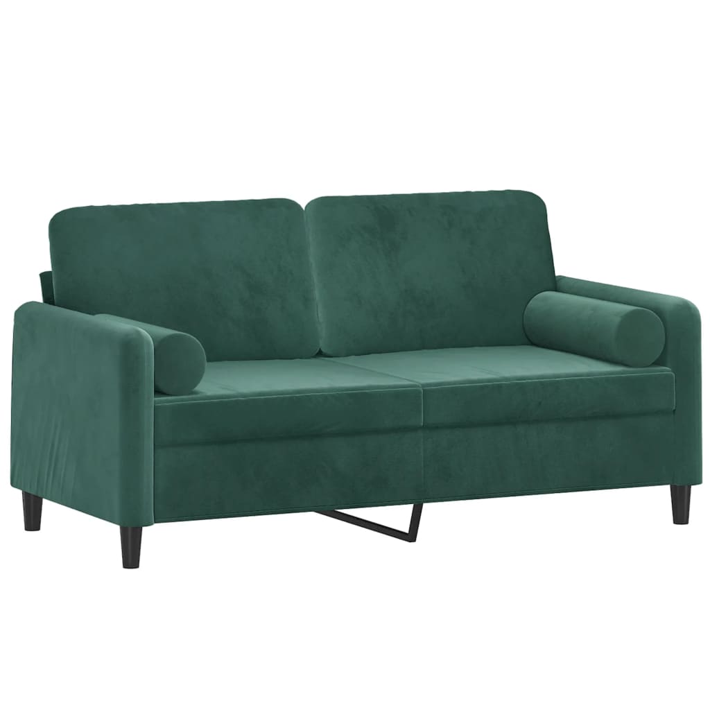 Tweezitsbank Met Sierkussens Fluweel 140 cm Donkergroen