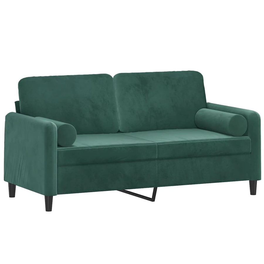 Tweezitsbank Met Sierkussens Fluweel 140 cm Donkergroen