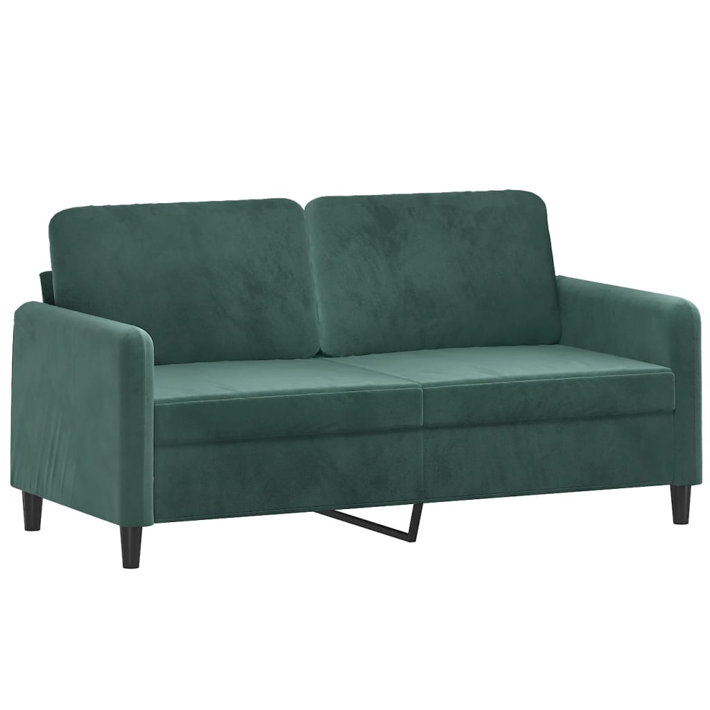 Tweezitsbank Met Sierkussens Fluweel 140 cm Donkergroen