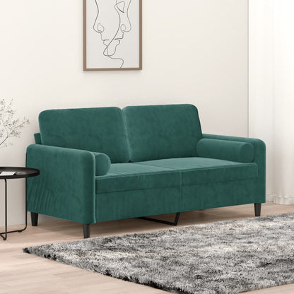 Tweezitsbank Met Sierkussens Fluweel 140 cm Donkergroen