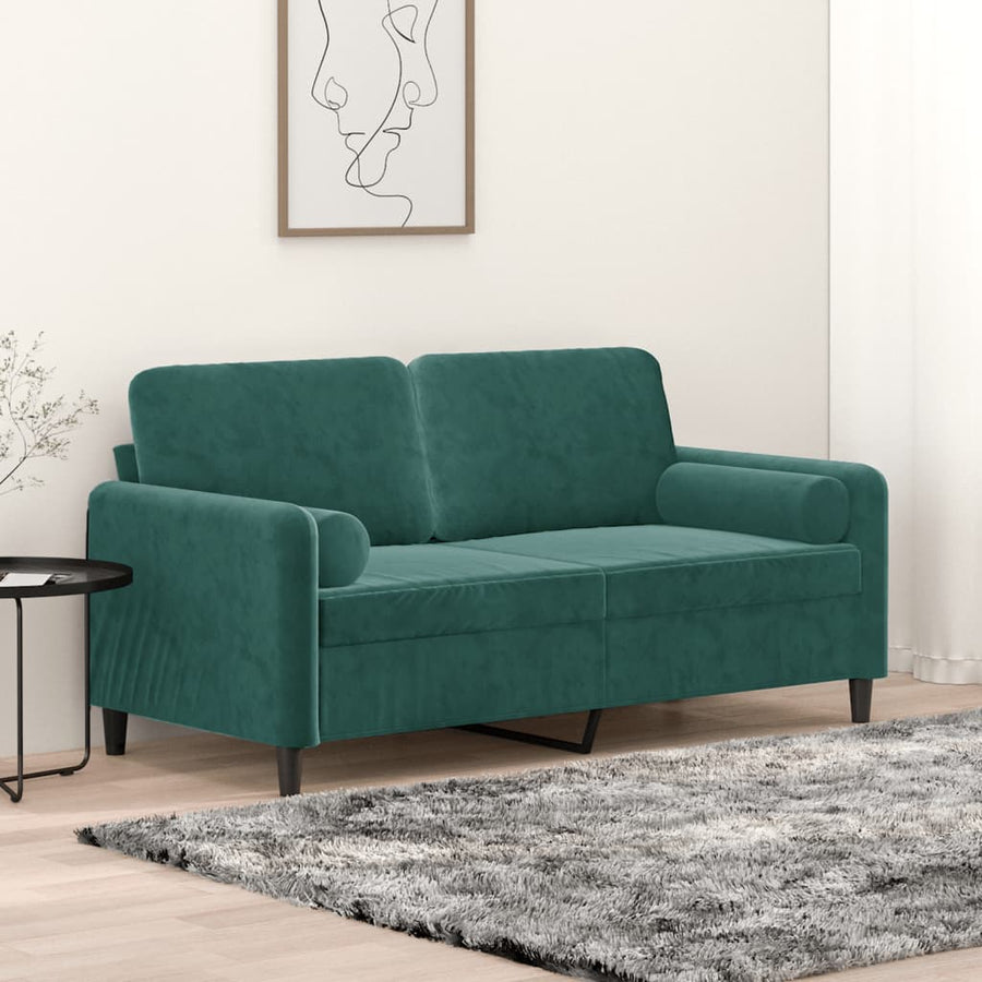 Tweezitsbank Met Sierkussens Fluweel 140 cm Donkergroen