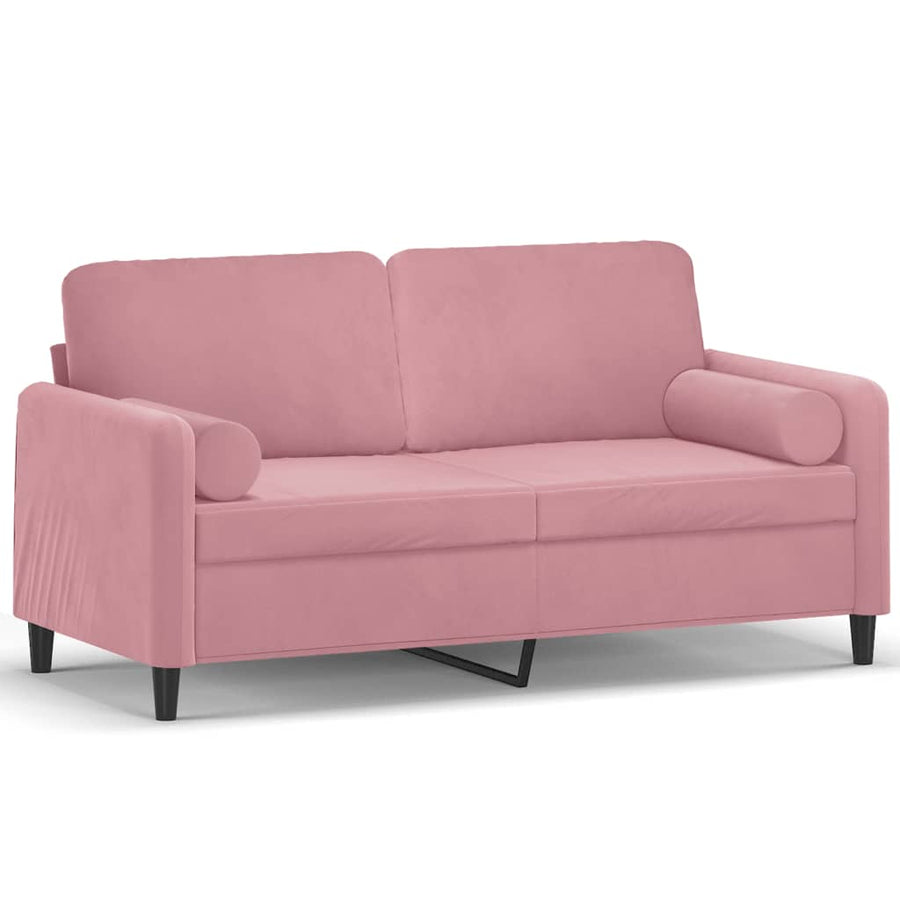 Tweezitsbank Met Sierkussens Fluweel 140 cm Roze