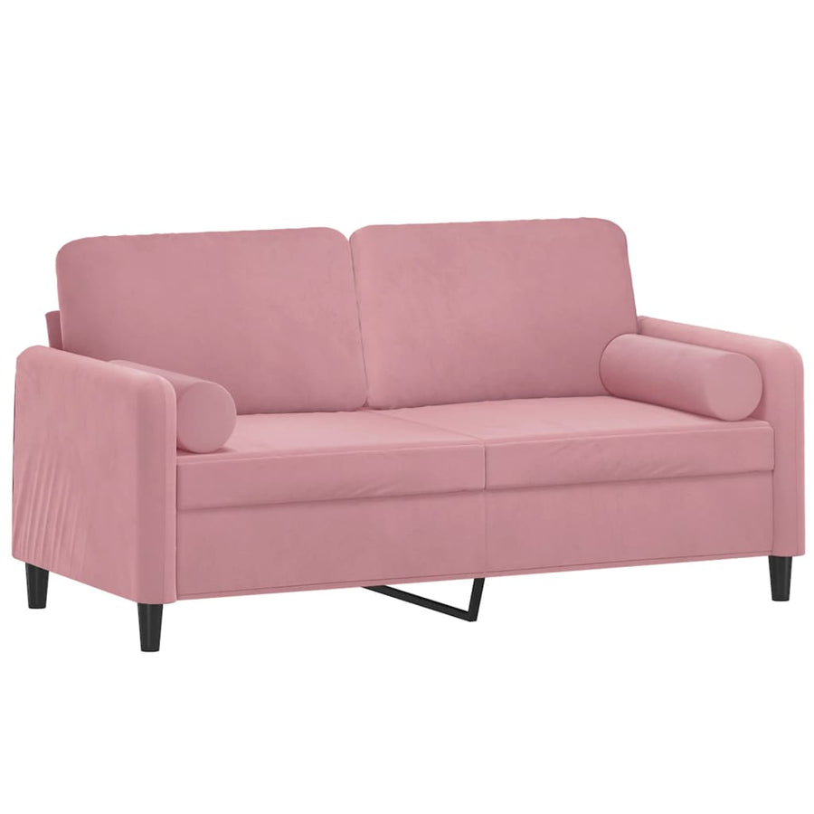 Tweezitsbank Met Sierkussens Fluweel 140 cm Roze