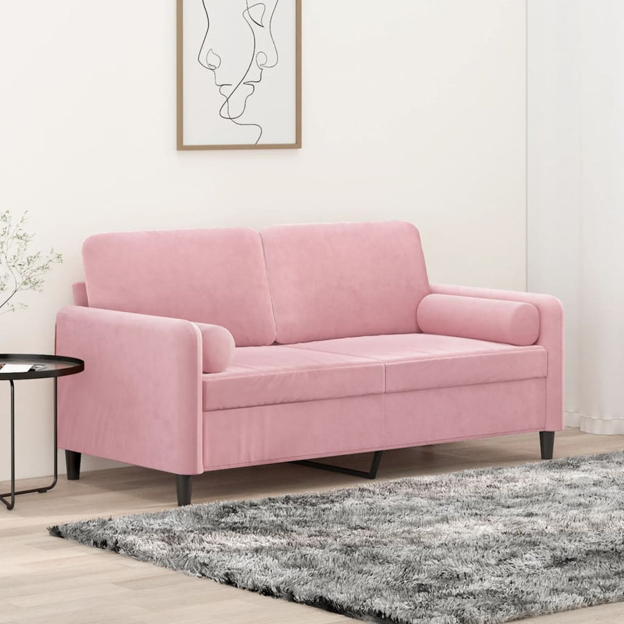 Tweezitsbank Met Sierkussens Fluweel 140 cm Roze