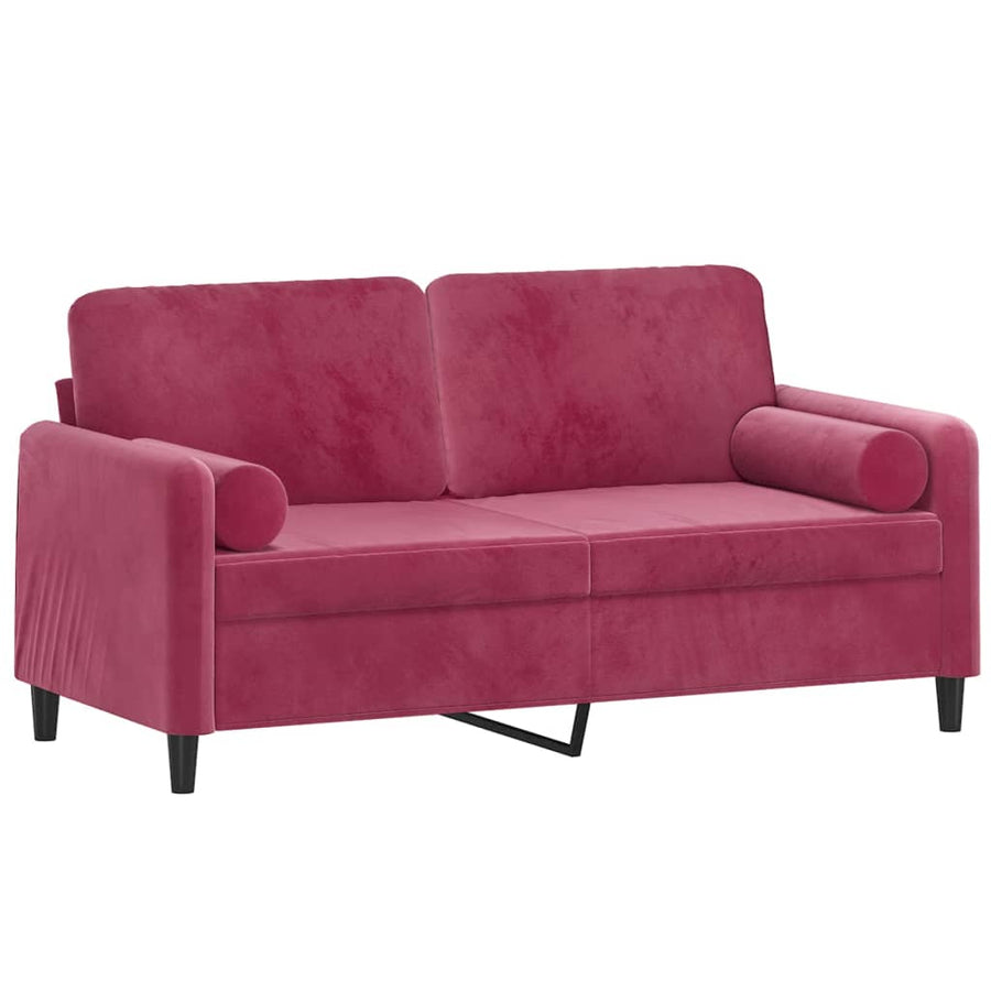 Tweezitsbank Met Sierkussens Fluweel 140 cm Wijnrood