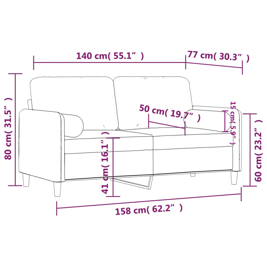 Tweezitsbank Met Sierkussens Fluweel 140 cm Wijnrood