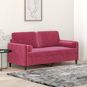 Tweezitsbank 140 cm fluweel wijnrood