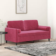 Tweezitsbank Met Sierkussens Fluweel 140 cm Wijnrood