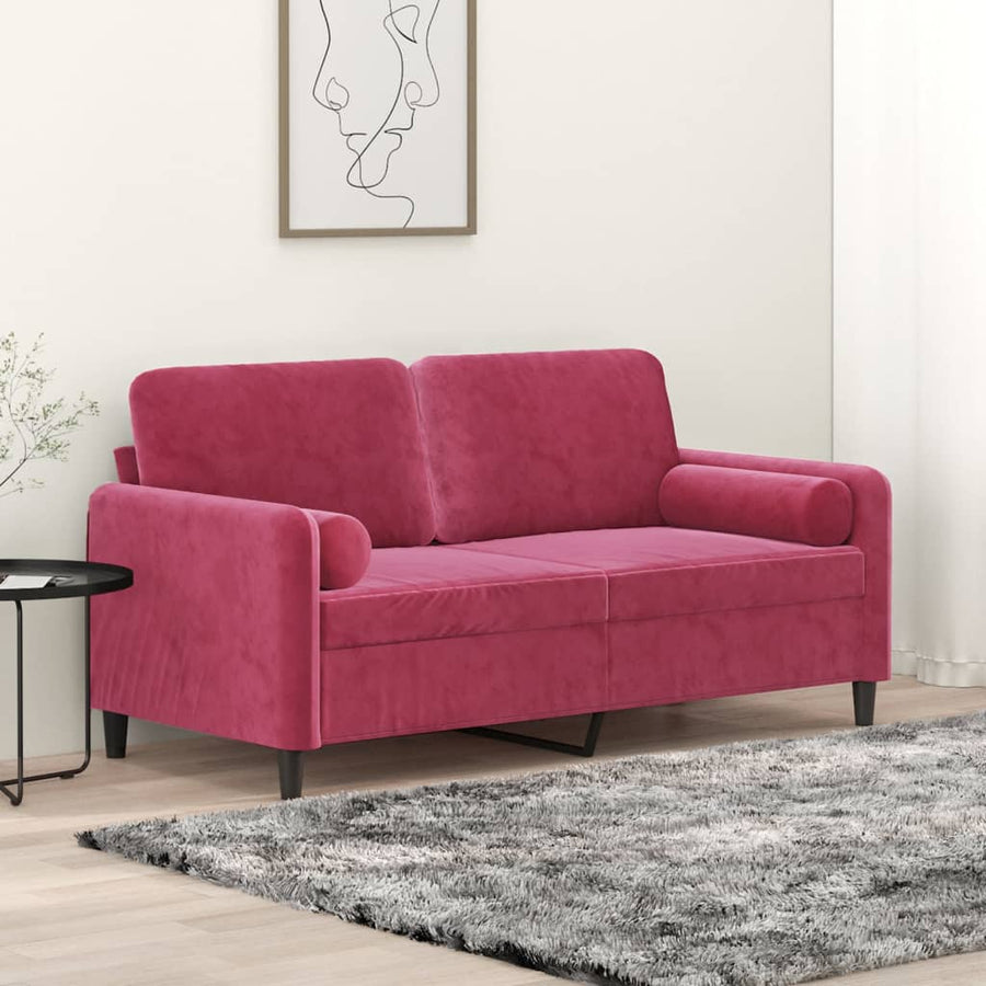 Tweezitsbank Met Sierkussens Fluweel 140 cm Wijnrood