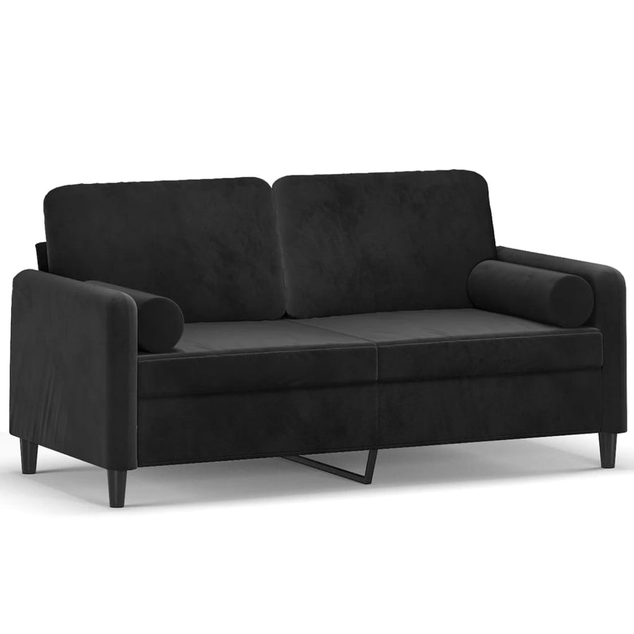 Tweezitsbank Met Sierkussens Fluweel 140 cm Zwart