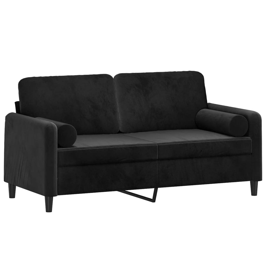 Tweezitsbank Met Sierkussens Fluweel 140 cm Zwart