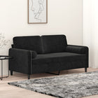 Two-seater sofa with throw pillows 140 cm velvet black