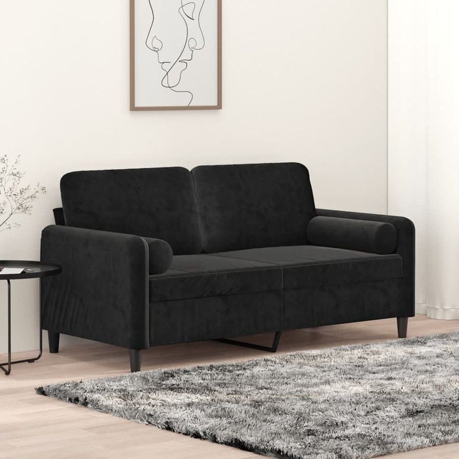 Tweezitsbank Met Sierkussens Fluweel 140 cm Zwart