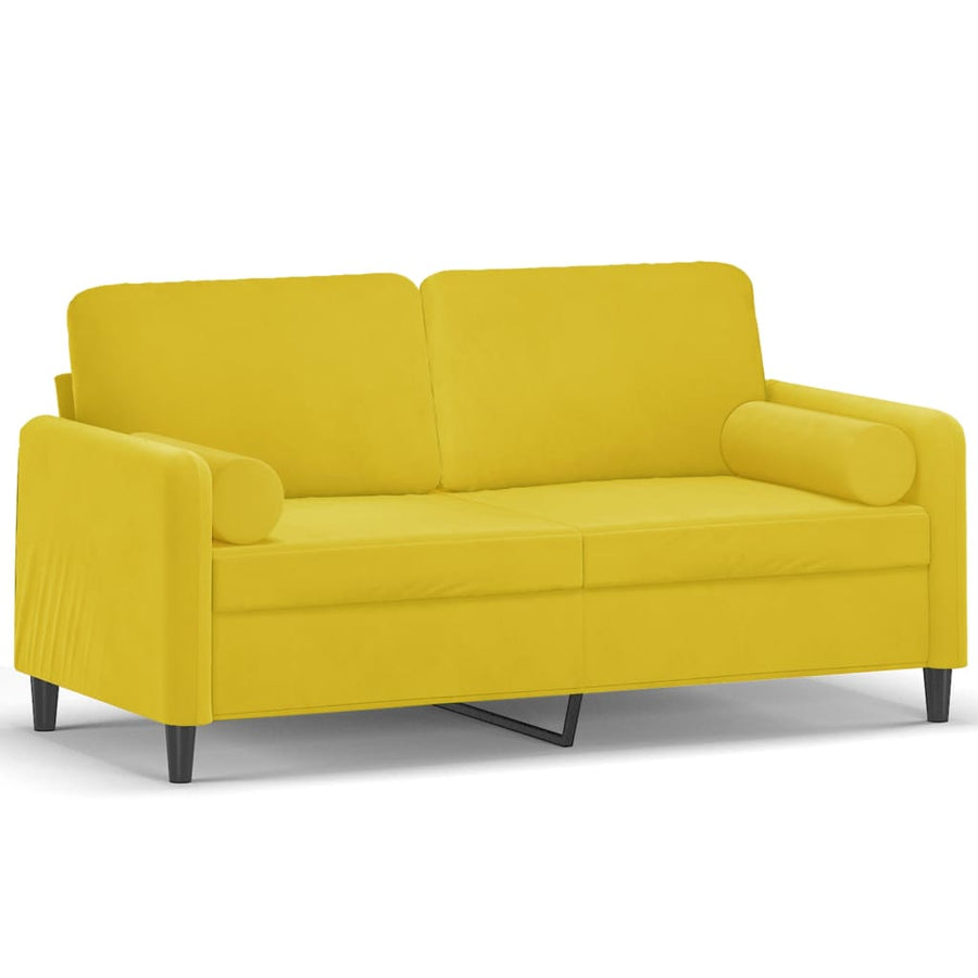 Tweezitsbank Met Sierkussens Fluweel 140 cm Geel