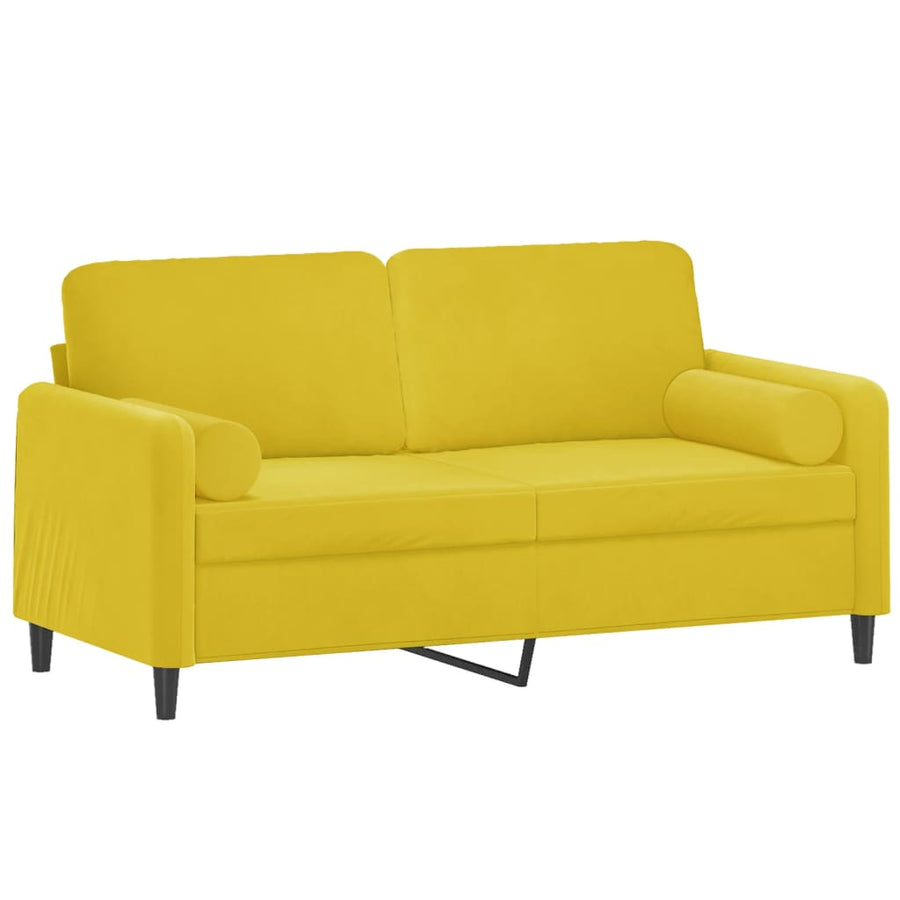 Tweezitsbank Met Sierkussens Fluweel 140 cm Geel