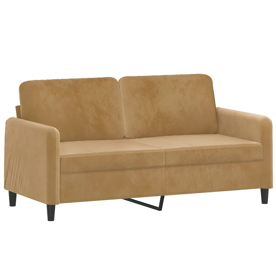 Tweezitsbank Met Sierkussens Fluweel 140 cm Bruin