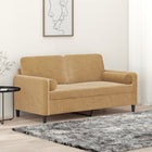 Two-seater sofa with decorative pillows 140 cm velvet brown