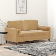 Tweezitsbank 140 cm fluweel bruin met sierkussens