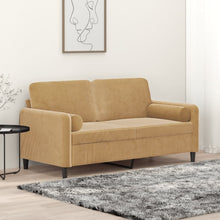 Tweezitsbank Met Sierkussens Fluweel 140 cm Bruin