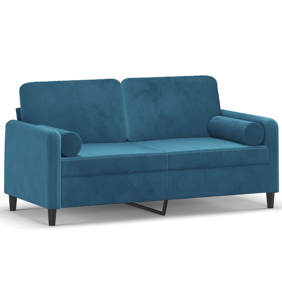 Tweezitsbank Met Sierkussens Fluweel 140 cm Blauw