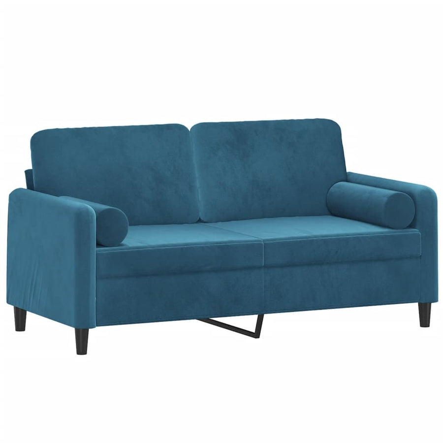 Tweezitsbank Met Sierkussens Fluweel 140 cm Blauw