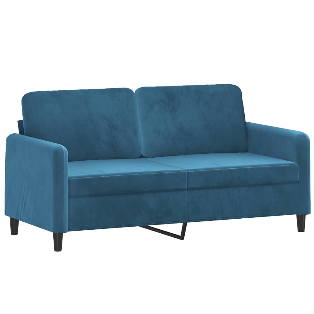 Tweezitsbank Met Sierkussens Fluweel 140 cm Blauw