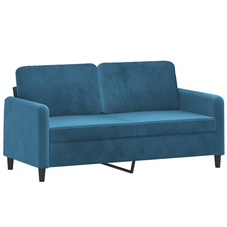 Tweezitsbank Met Sierkussens Fluweel 140 cm Blauw