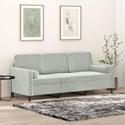 Driezitsbank 180 cm fluweel lichtgrijs