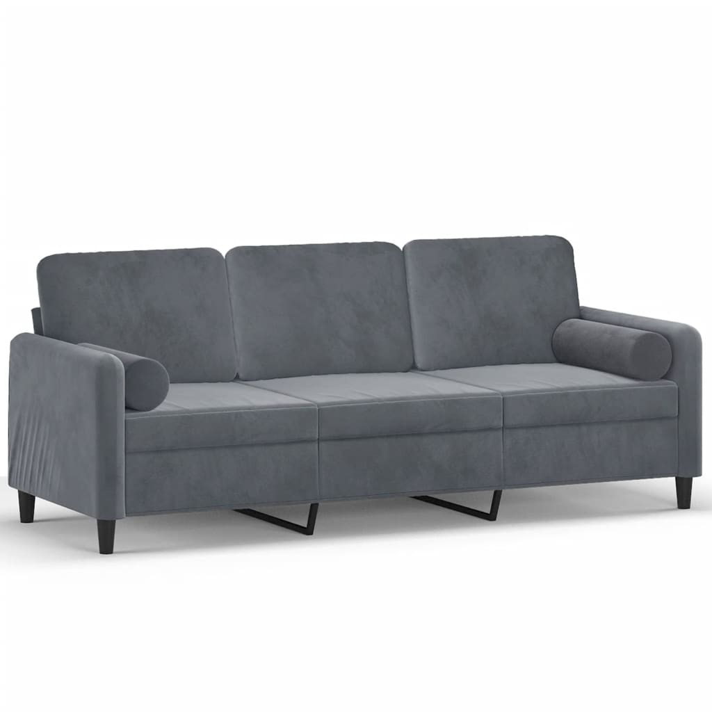 Driezitsbank Met Sierkussens Fluweel 180 cm Donkergrijs