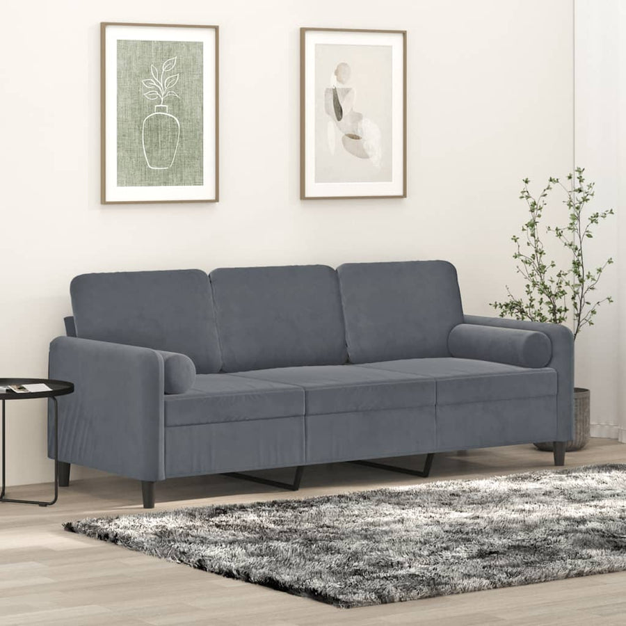 Driezitsbank Met Sierkussens Fluweel 180 cm Donkergrijs