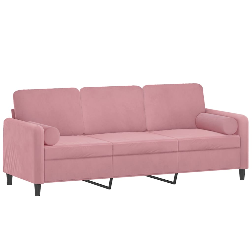 Driezitsbank Met Sierkussens Fluweel 180 cm Roze
