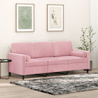 Driezitsbank 180 cm fluweel roze
