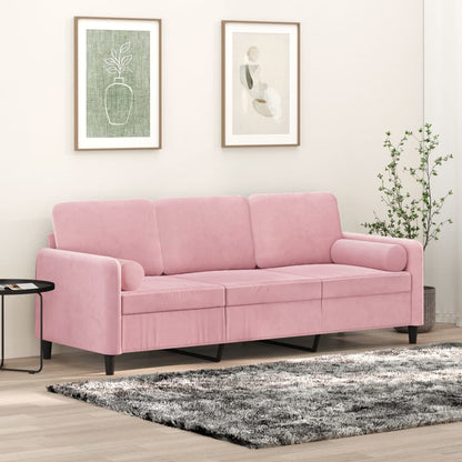 Driezitsbank Met Sierkussens Fluweel 180 cm Roze