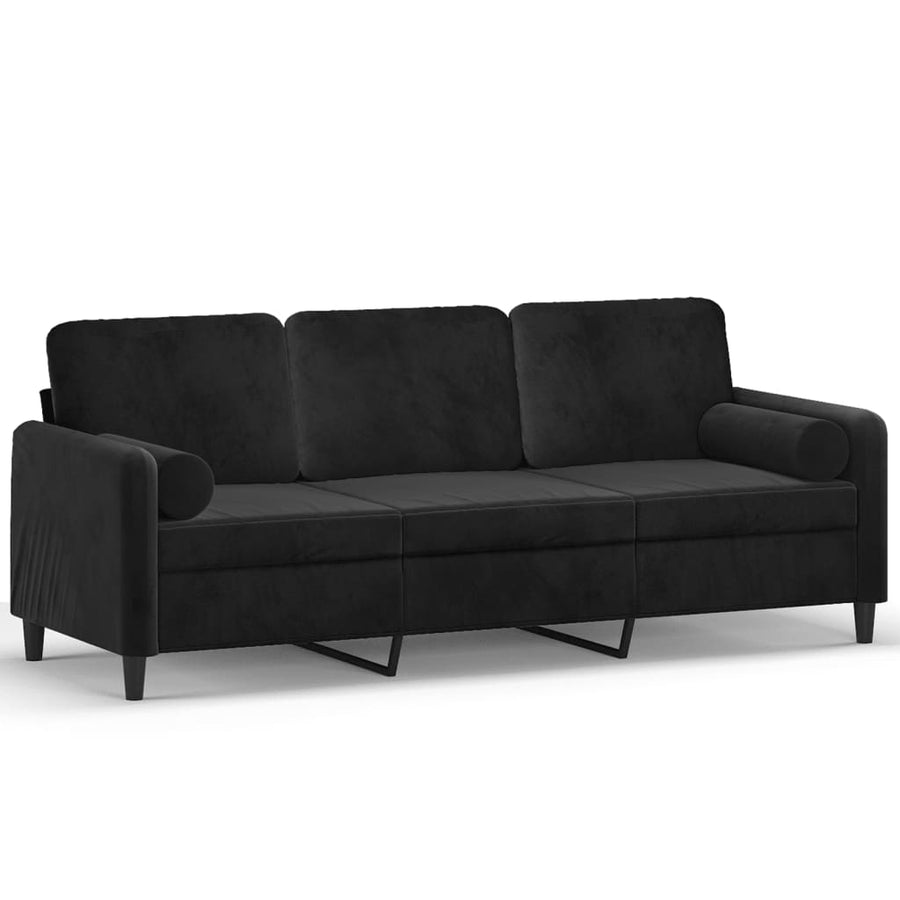Driezitsbank Met Sierkussens Fluweel 180 cm Zwart