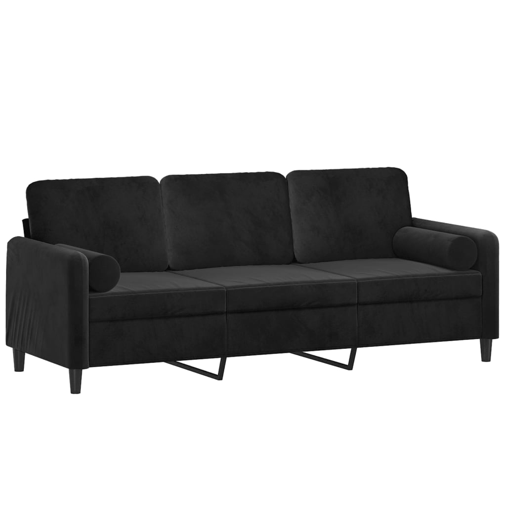 Driezitsbank Met Sierkussens Fluweel 180 cm Zwart