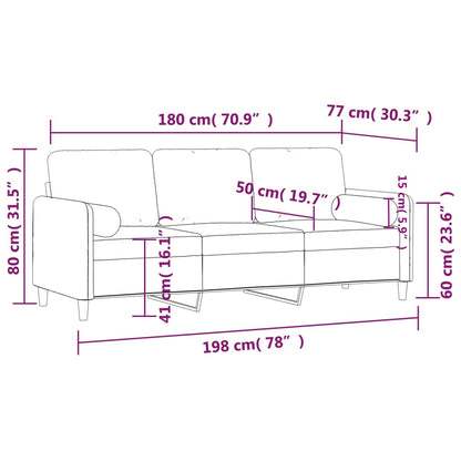 Driezitsbank Met Sierkussens Fluweel 180 cm Zwart