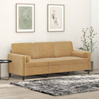 Three-seater sofa with decorative cushions 180 cm velvet brown