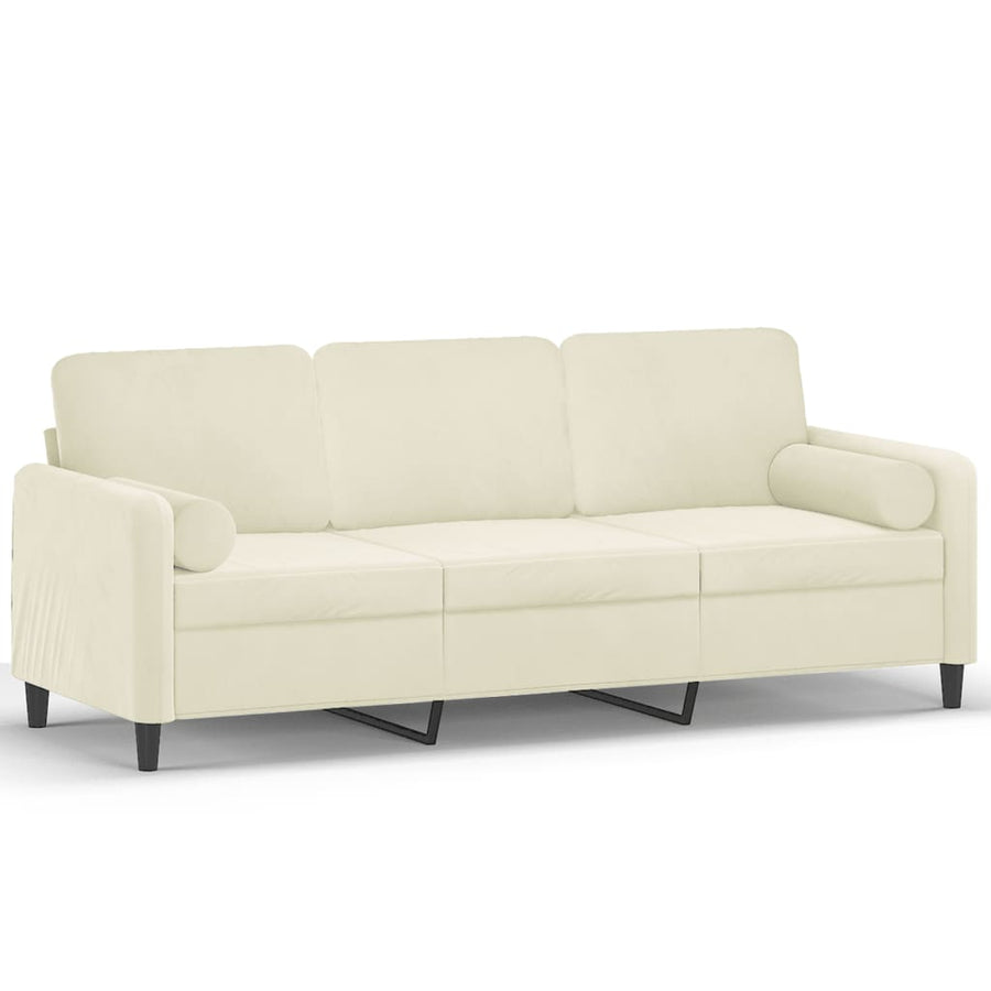 Driezitsbank Met Sierkussens Fluweel Kleurig 180 cm crème