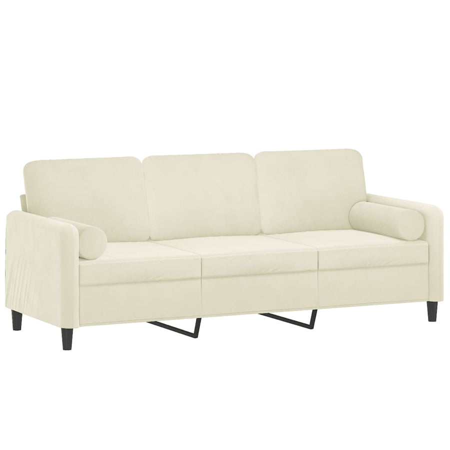 Driezitsbank Met Sierkussens Fluweel Kleurig 180 cm crème