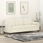 Driezitsbank 180 cm fluweel crèmekleurig