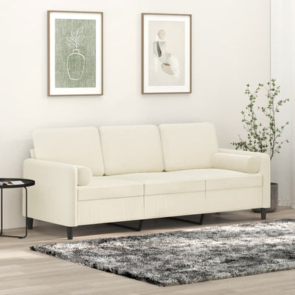 Driezitsbank Met Sierkussens Fluweel Kleurig 180 cm crème