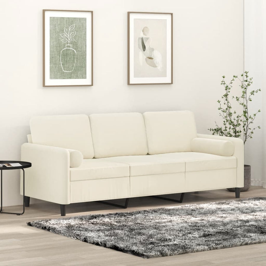 Driezitsbank Met Sierkussens Fluweel Kleurig 180 cm crème
