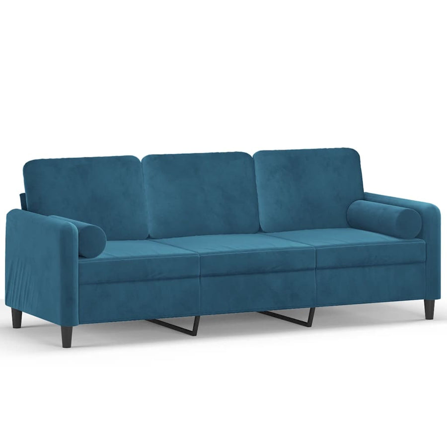 Driezitsbank Met Sierkussens Fluweel 180 cm Blauw