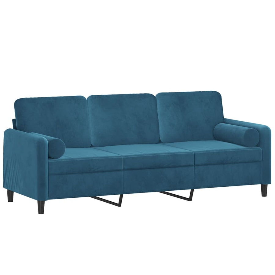 Driezitsbank Met Sierkussens Fluweel 180 cm Blauw