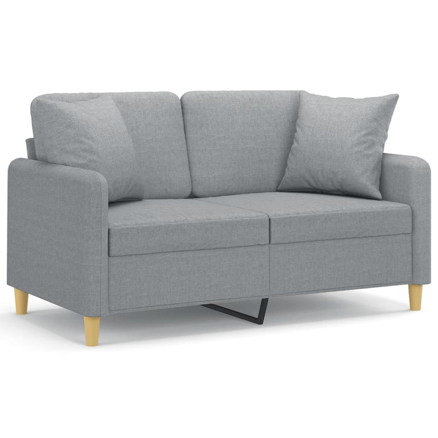 Tweezitsbank met sierkussens 120 cm stof lichtgrijs 120 cm Lichtgrijs