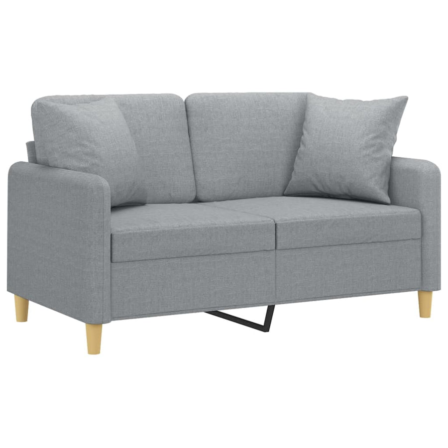 Tweezitsbank met sierkussens 120 cm stof lichtgrijs 120 cm Lichtgrijs