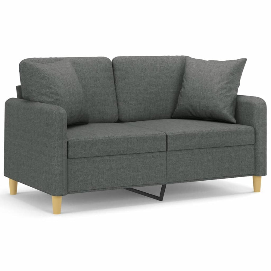 Tweezitsbank Met Sierkussens Stof 120 cm Donkergrijs