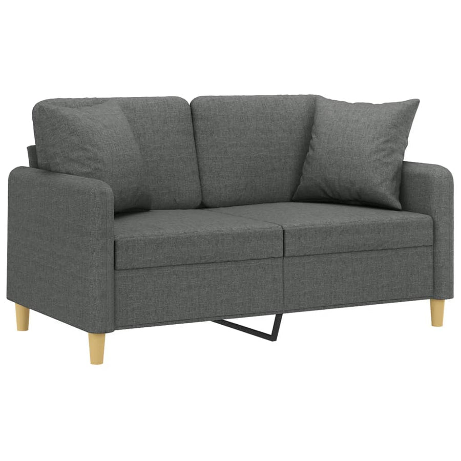 Tweezitsbank Met Sierkussens Stof 120 cm Donkergrijs
